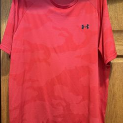 Under Armour Tech Tee Shirt Jacquard Mens XL Red Lightweight Crew Neck 