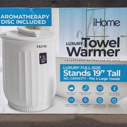 iHome Towel Warmer Bucket with Inner Fragrance Pad Holder 400 W, White Plastic Finish