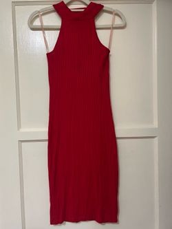 Red turtle neck tight dress - small