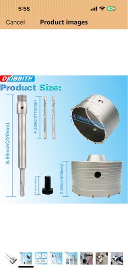 4-1/8" Concrete Hole Saw, 105mm Tungsten Steel Core Bit for Cinder Block, Brick, Rock, Plank Walls for Pipes or mini Split Lines, with SDS Plus Shank