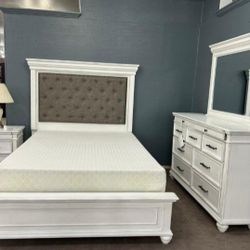 White Kanwyn Bedroom Sett | Frame, Dresser, Bed