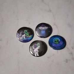 Set Of 4 1.25" Alien Bestie Pinback Buttons 