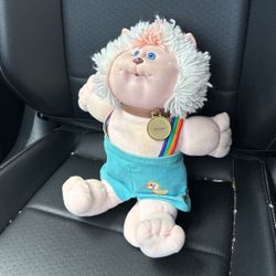 Cabbage Patch Kids  Vintage Koosas Vintage Cat Doll Kitten Plush Blue Overalls 1985 NWo