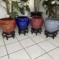 Ceramic Planters—Asian Pots—Vases—Oriental Pots($100 each with stand )