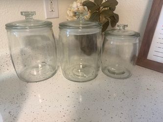 Set of 3 Glass Canister Jars with Lids