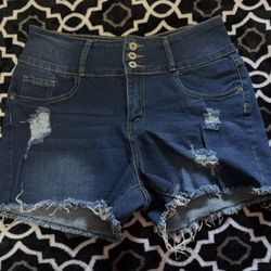 Blue High Waisted 3 Button Blue Shorts Size 9