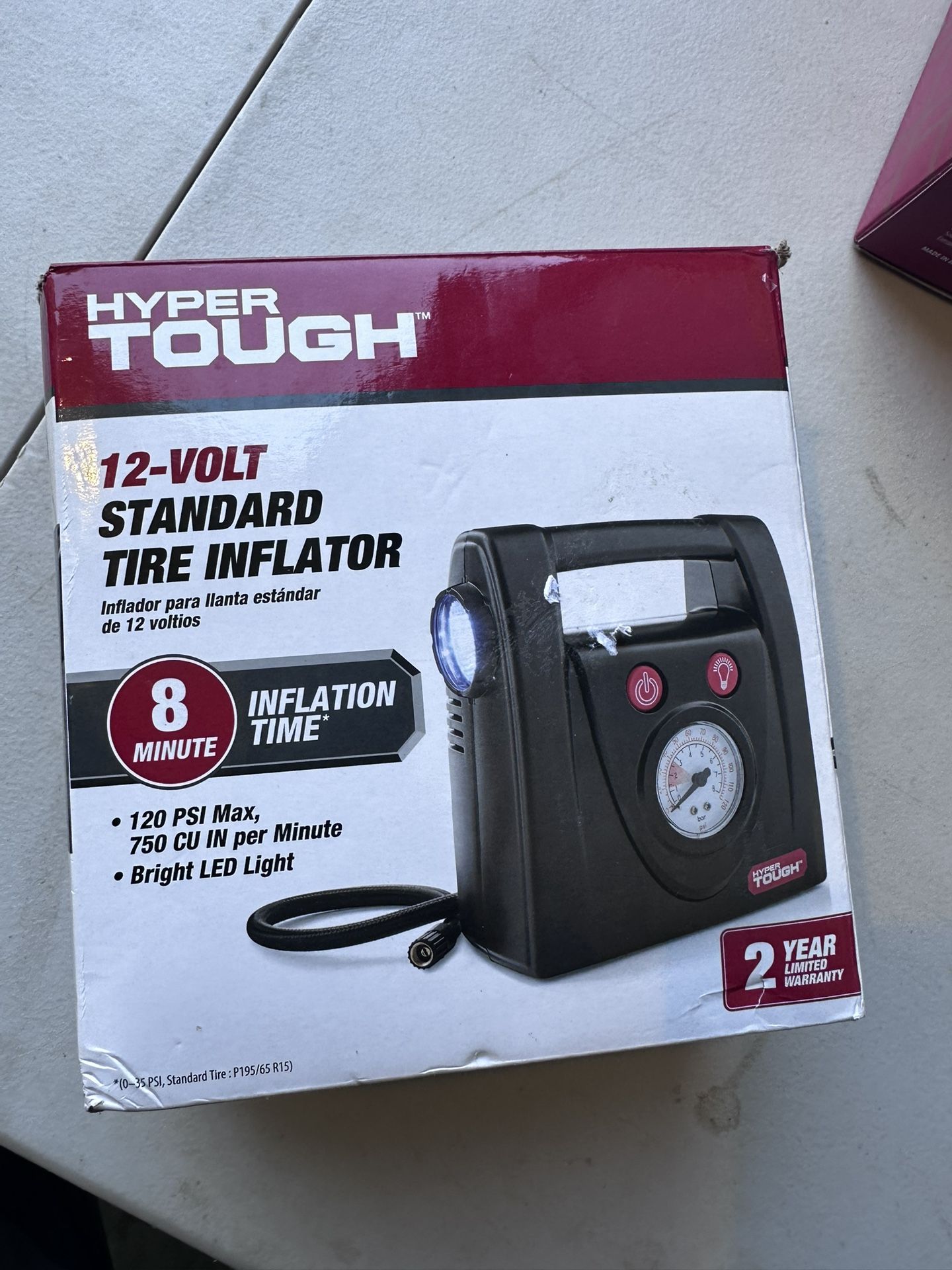 12V Portable Tire Inflator with LED Light & Built-in Dial Indicator - Compact, Lightweight for Bike Tires & Sports Balls