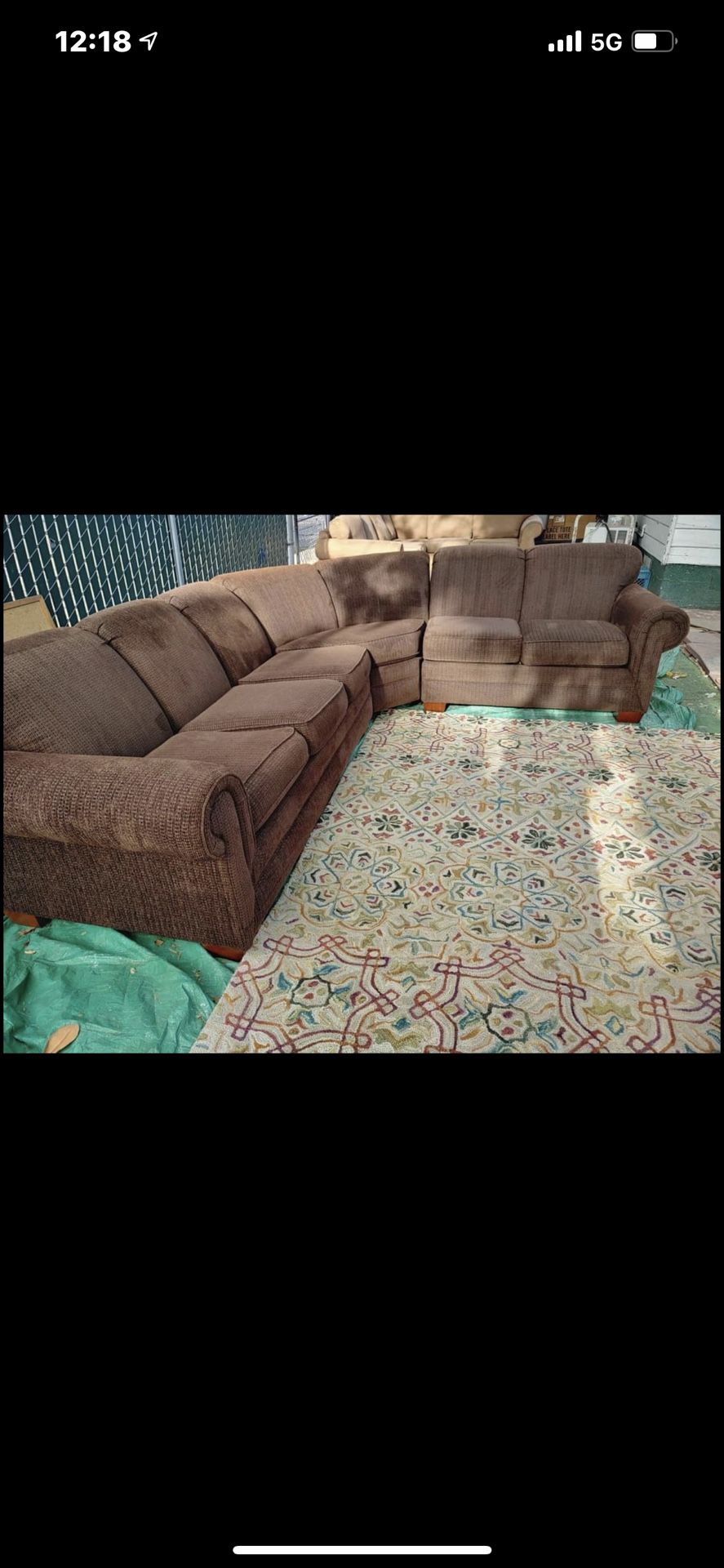 Smokefree pet free sectional couch no rips no stains right now should