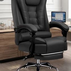High-end Office Chair | Tilt Executive Chair with Footrest, High-back Boss Chair, Ergonomic Swivel,