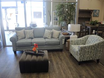 Rolled Arm Sofa - Light Blue-Gray | Couch | Living Room Couch