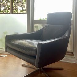 West Elm Austin Swivel Armchair leather