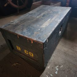 Vintage Military Locker Chest Wood Box Chest