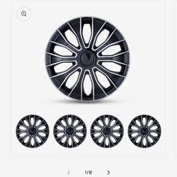 WINJET 14 inch Hubcaps Wheel Coversp 5086 - Silver & Black Lacquer