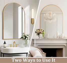 Arched Wall Mirror with Gold Frame