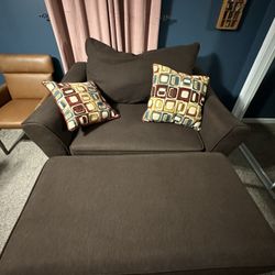 Brown Oversized Chair And Ottoman
