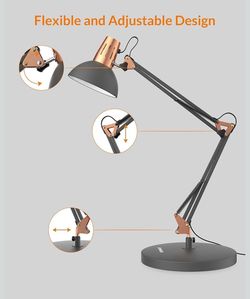 Black/copper adjustable desk lamp