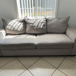 3-Seater Sofa – Light Gray Fabric – $80 OBO