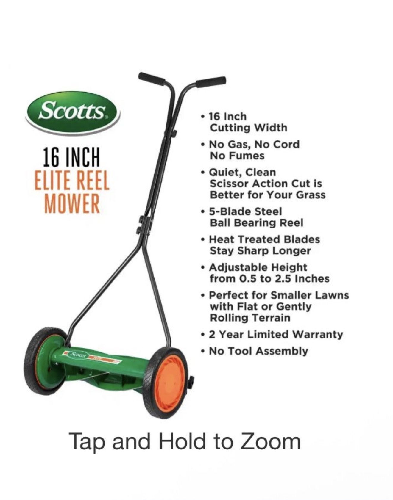 Scott's 16 in. Manual Walk Behind Push Reel Lawn Mower