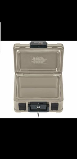 SureSeal By FireKing® Fire and Waterproof Chest, 0.15 cu ft, 12.2w x 9.8d x 7.3h, Taupe