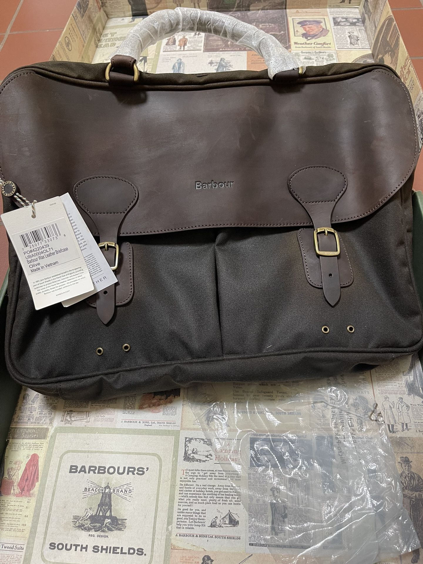 New Barbour Wax leather briefcase