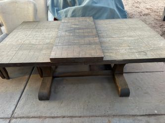 Rustic Table with leaflets and 8 chairs