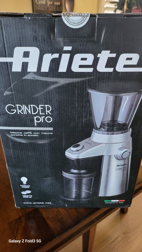 New Delonghi Ariete Conical Burr Electric Coffee Grinder for Sale in