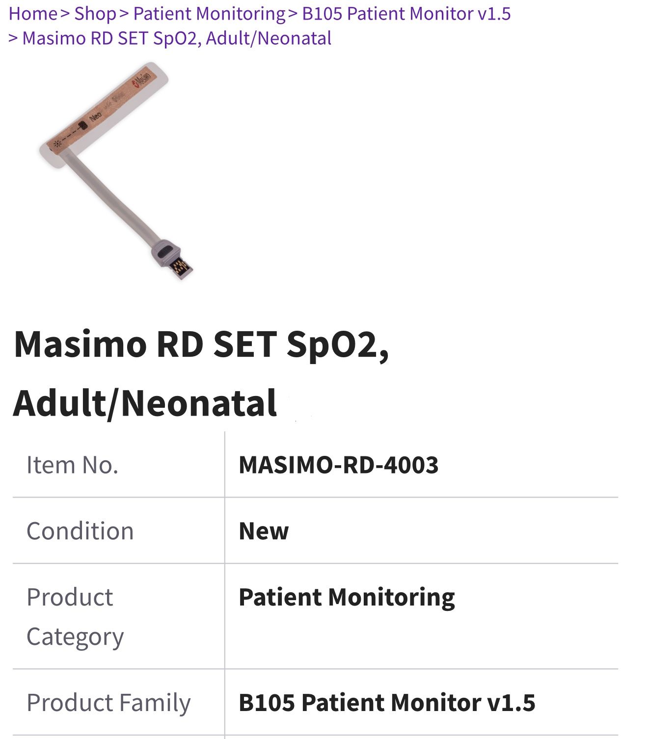 Masimo RD SET Sp02, Adult Neonatal Probes