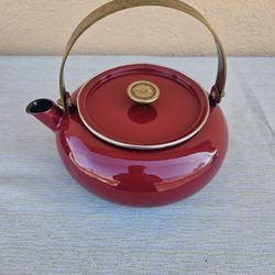 Vintage Sam Lebowitz Copco Red Enamel Tea Kettle #717