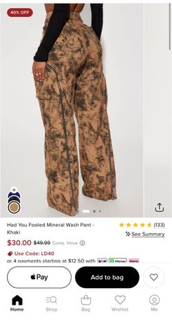 Mineral Wash Wide-Leg Cargo Pants – Khaki