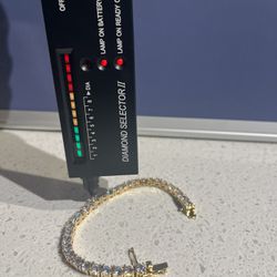 Gold Moissanite Bracelet 5mm 7 inch