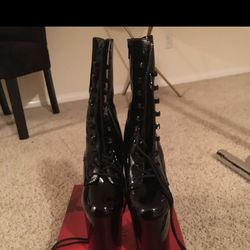 Patent leather Pleasure brand platform boots