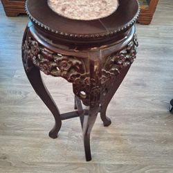 Asian Plant Stand Table With Marble Top