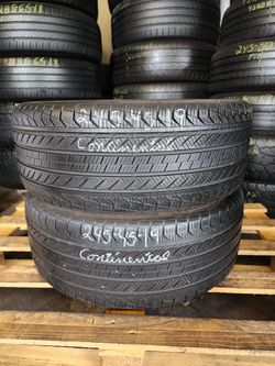 245 45R 19 CONTINENTAL PRO CONTACT TIRES 2454519 USED TIRES (PAIR) MOUNT BALANCE INCLUDED