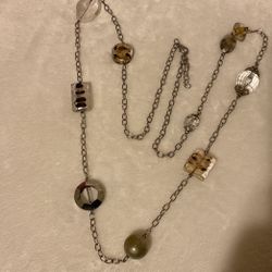 36” SilverTone Beaded Necklace 