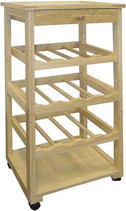 Pine wood Wine Rack with Wheels