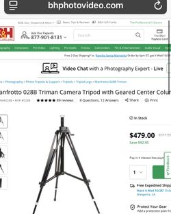 Manfrotto Triman 028B tripod with geared center column Matterport