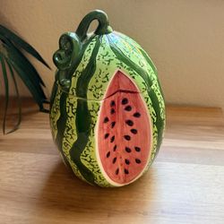 Vintage 1993 Boston Warehouse Watermelon Cookie Jar with Lid