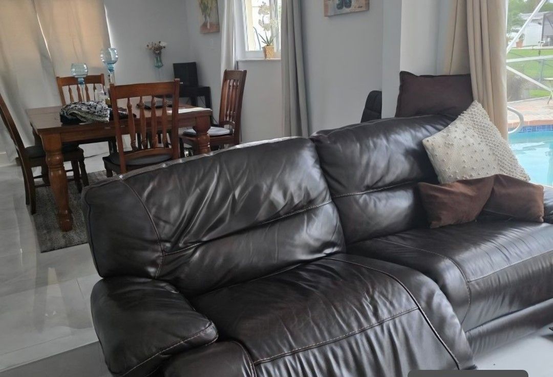 Recliner Leather Sofa-90 Long × Depth 43