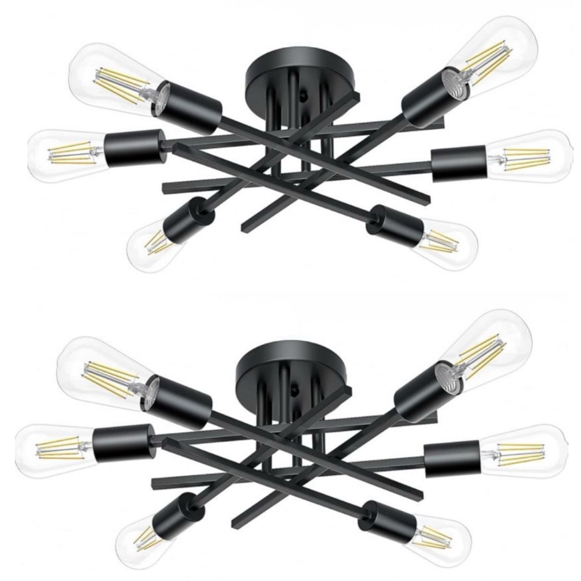 Set of 2 6-Light Semi Flush Mount Ceiling Light Fixtures,