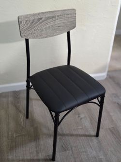 Leather, Wood-Backed Industrial Dining Chairs - Set of 4