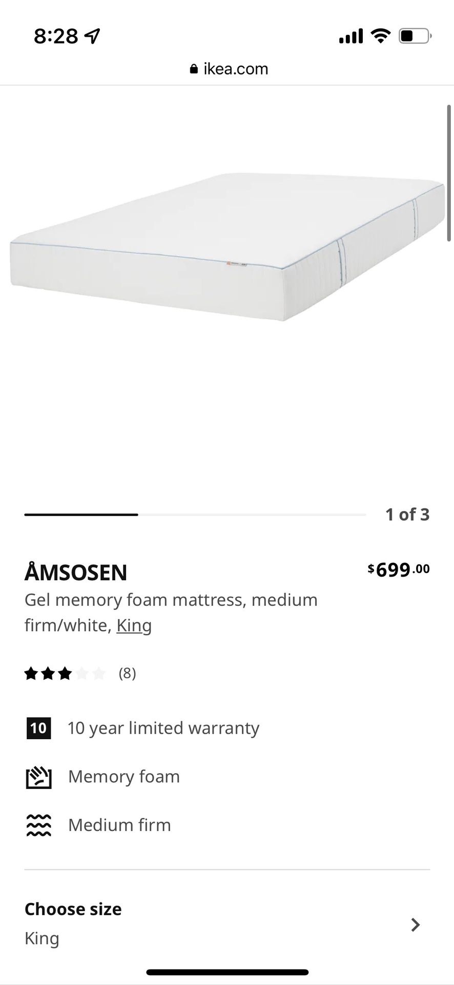 King Size Mattress - ikea amsosen