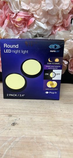 AURA LED Round Night Light Plug In Wall 2PK