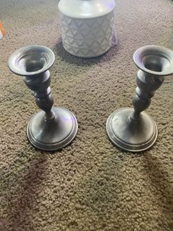 Vintage web pewter candlestick holders