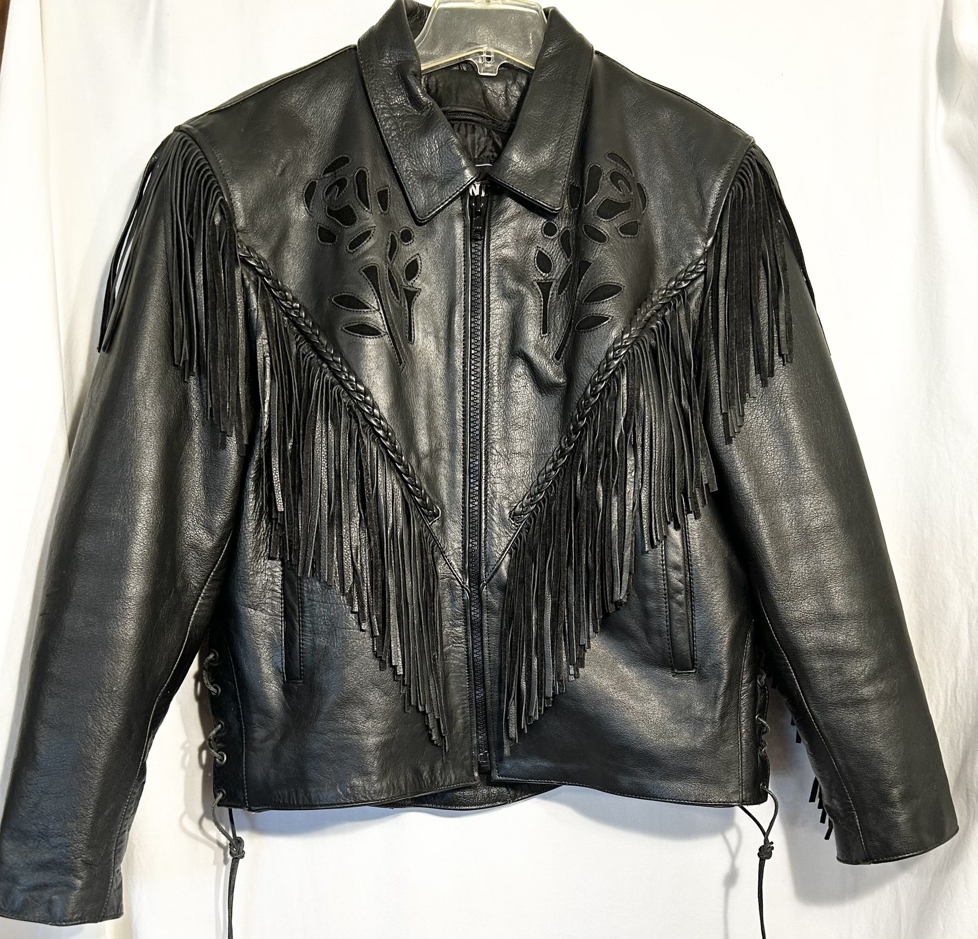 WOMENS XL HEAVY LEATHER MOTORCYCLE JACKET