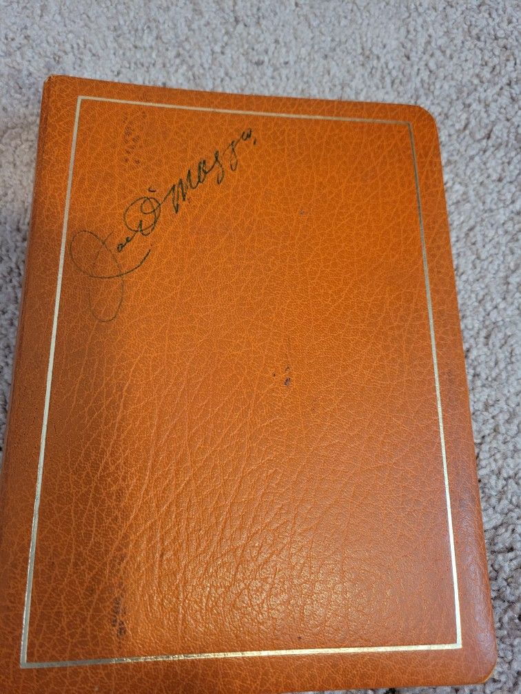 One of a kind-Joe DiMaggio Autographed Signed card/photo binder been in my family for generations