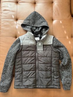 Distortion Boys Hooded Colorblock Puffer Jacket Full Zip Pockets Size 8 Small