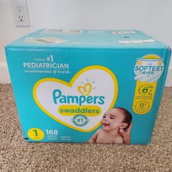 pampers swaddlers size 1, 168 count