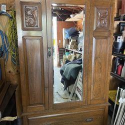 Victorian Armoire With Beveled Mirror