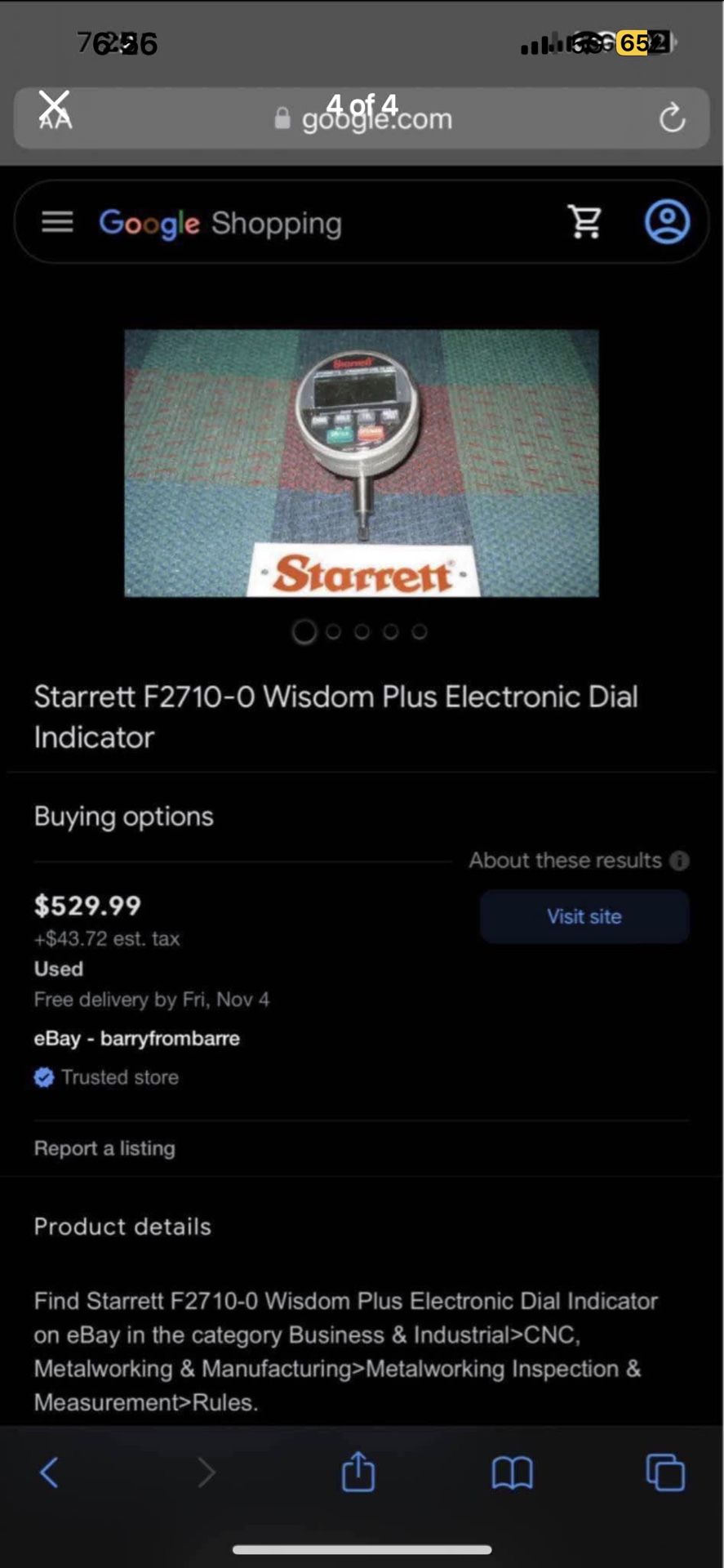 Starrett Electronic Indicator..Excellent condition. Never used. Works perfectly. $350 OBO