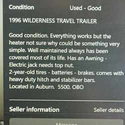1996 WILDERNESS TRAVEL TRAILER